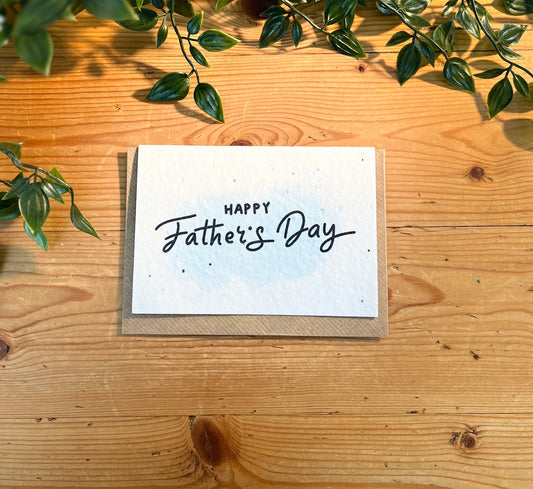 Father's Day Card - Plantable Greeting Card - Happy Father's Day Blue