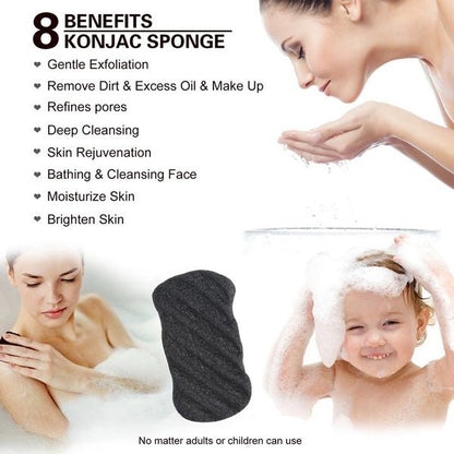 Konjac Bamboo Charcoal Facial Cleansing Sponge