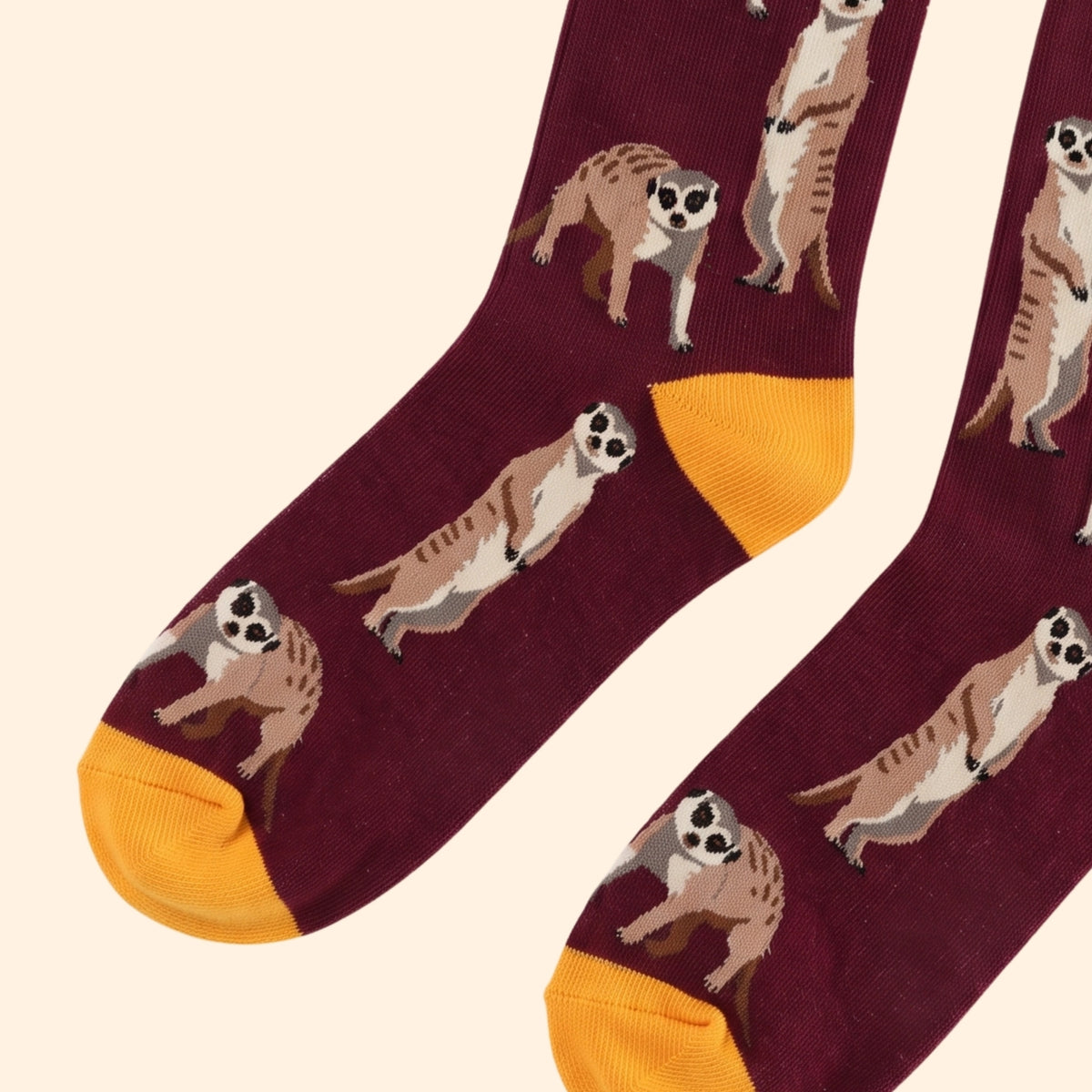 Meerkat Socks | Bamboo Socks | Burgundy Socks