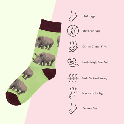Black Rhino Socks | Bamboo Socks | Green Socks