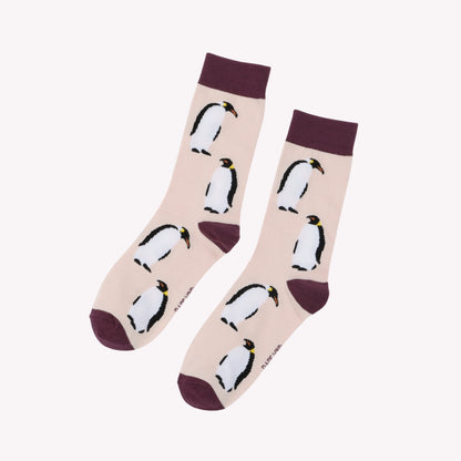 Emperor Penguin Bamboo Socks | Pink & Purple | Bare Kind