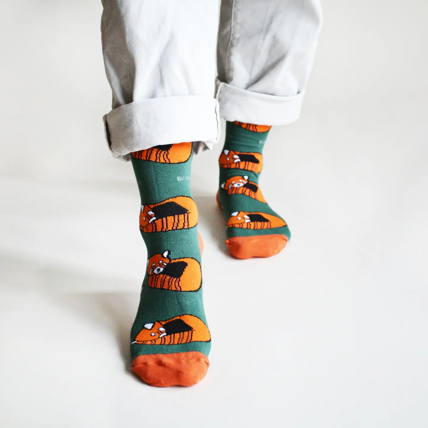 Red Panda Socks | Bamboo Socks | Green Socks