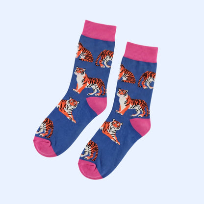 Sumatran Tiger Bamboo Socks | Blue | Bare Kind