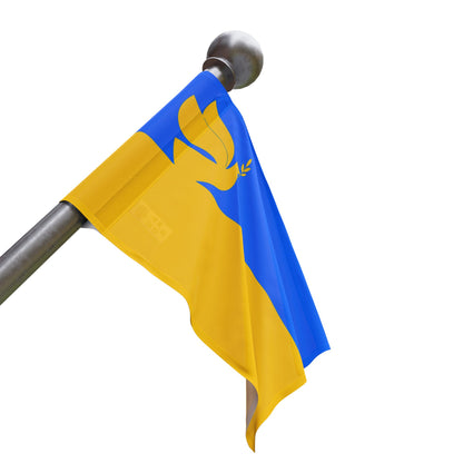 Ukrainian Flag with Dove of Peace. Proceeds to Ukrainian Aid. Single Sided