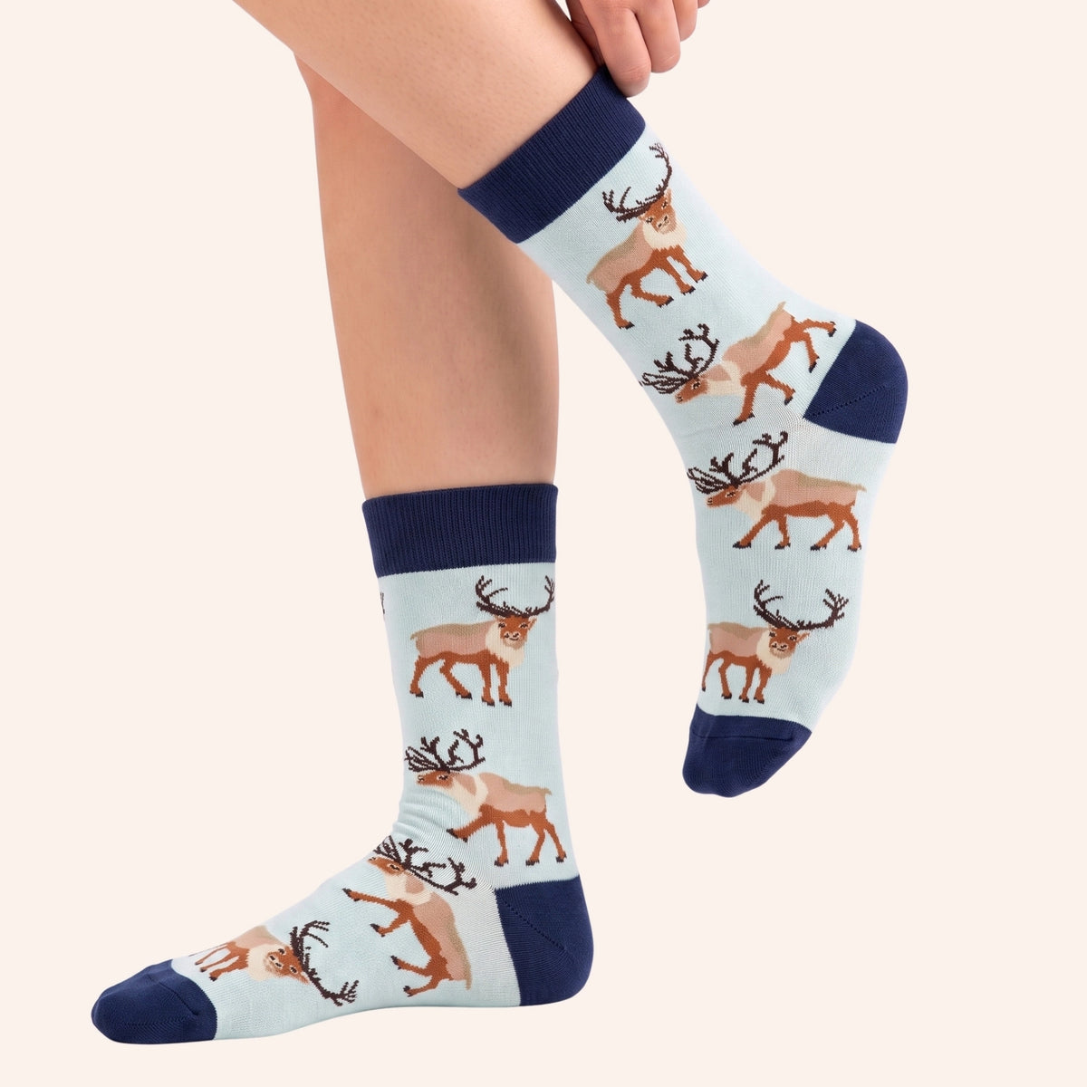 Reindeer Bamboo Socks | Blue | Bare Kind