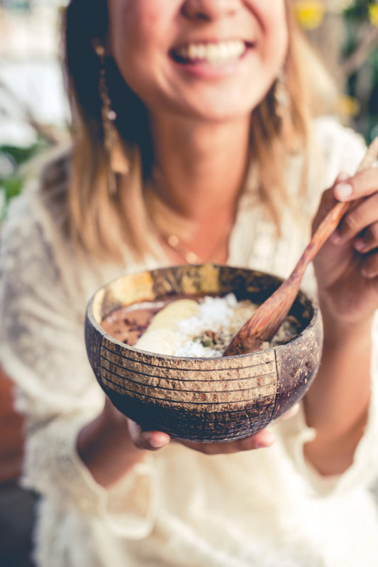 Coconut Bowls - Jumbo Bowl & Spoon Combo (Striped)