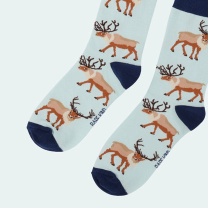 Reindeer Bamboo Socks | Blue | Bare Kind