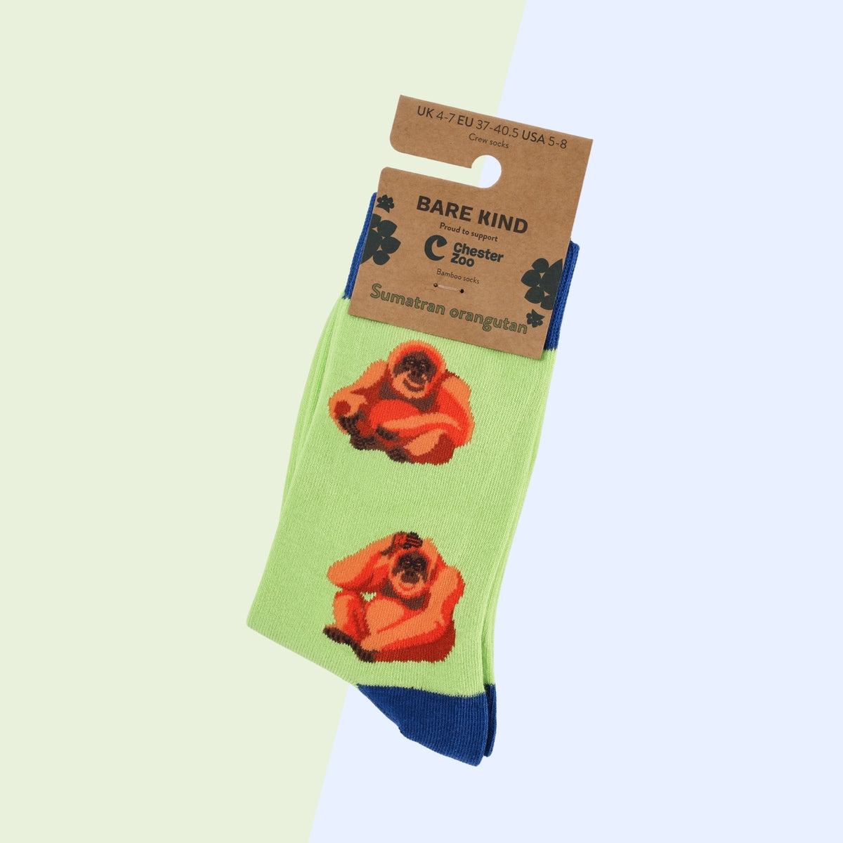 Sumatran Orangutan Socks | Bamboo Socks | Green Socks