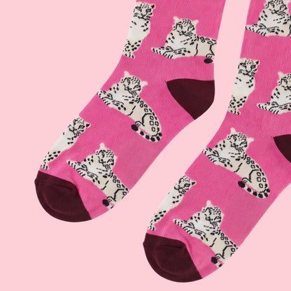 Snow Leopard Socks | Bamboo Socks | Pink Socks