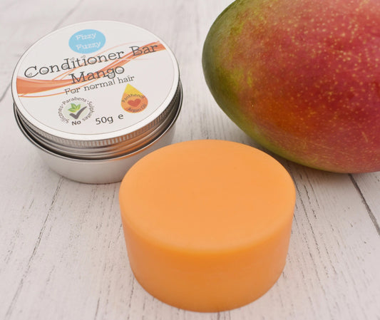 Handmade Solid Conditioner Bar in Tin. Mango. For Normal Hair.