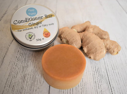 Handmade Solid Conditioner Bar in Tin. Ginger. Dry Flaky Scalps.