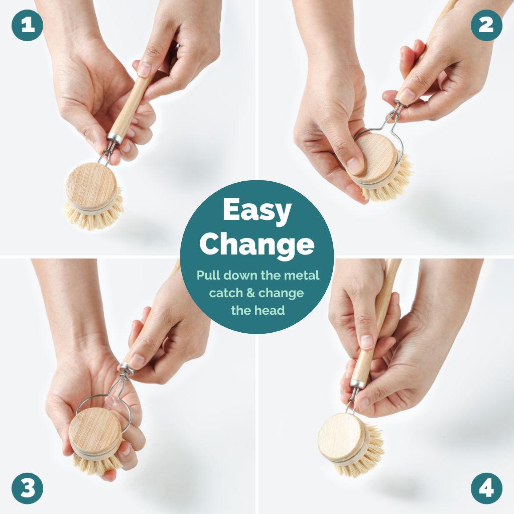 Reusable Bamboo Dish Brush | Eco Washing Up Cleaning Brushes