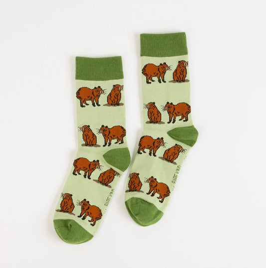 Capybara Socks | Bamboo Socks | Green Socks
