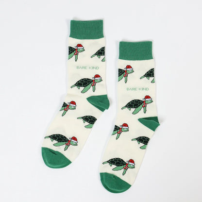 Christmas Turtle Socks | Bamboo Socks | Green Socks
