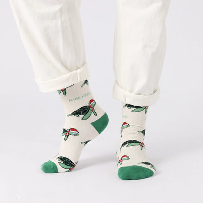 Christmas Turtle Socks | Bamboo Socks | Green Socks