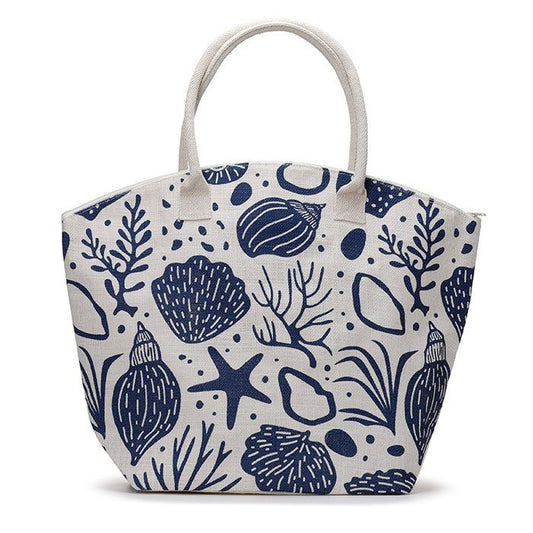 Jute Beach Bag - Seashells