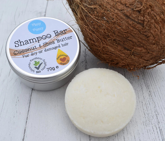 Handmade Solid Shampoo Bar in Tin. Coconut & Shea Butter