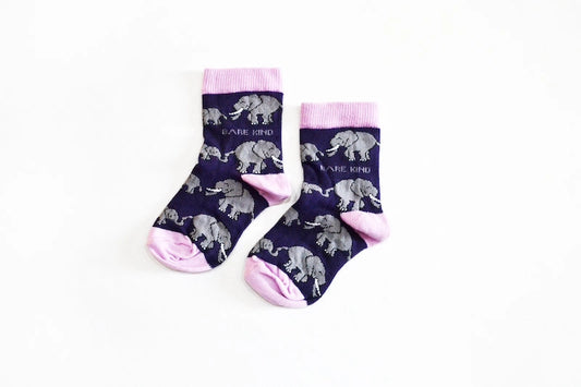 Elephant Socks | Child Bamboo Socks | Purple Socks