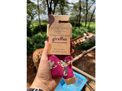 Giraffe Socks | Bamboo Socks | Maroon Socks | African Socks