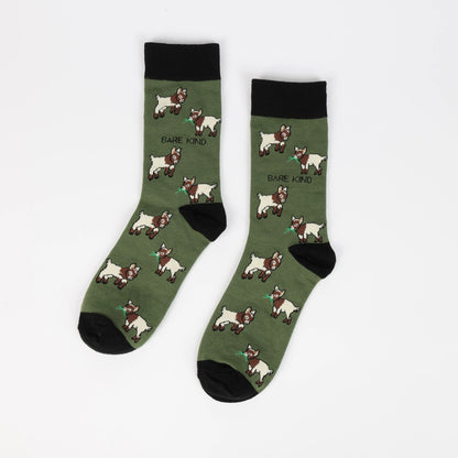 Goat Socks | Bamboo Socks | Green Socks | Farm Socks