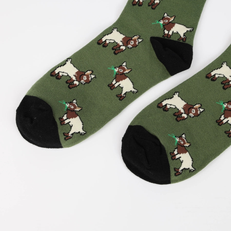 Goat Socks | Bamboo Socks | Green Socks | Farm Socks