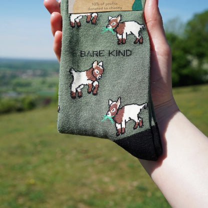 Goat Socks | Bamboo Socks | Green Socks | Farm Socks