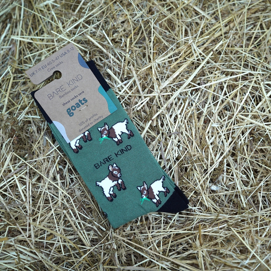 Goat Socks | Bamboo Socks | Green Socks | Farm Socks
