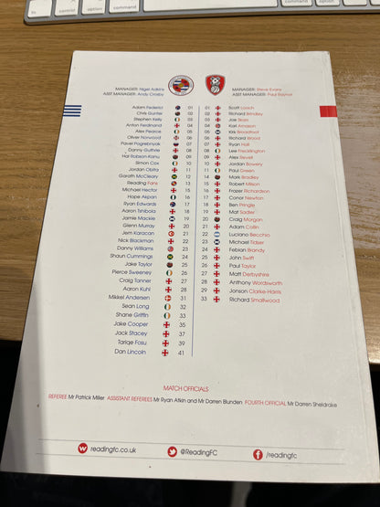 Reading FC vs Rotherham United Programme - 4th November 2014