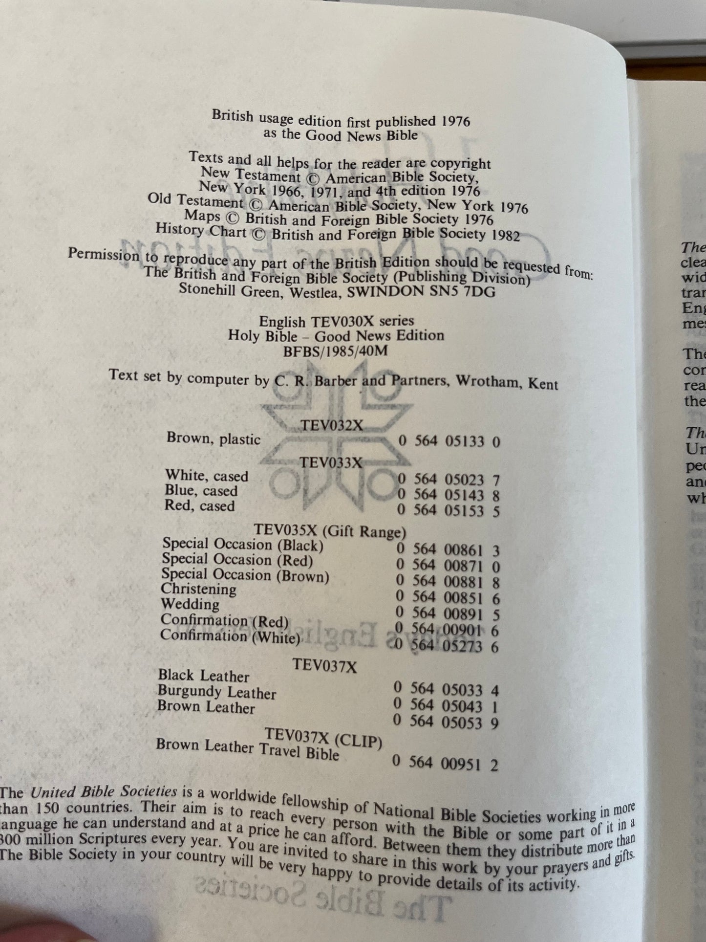 Holy Bible: Good News Edition - BFBS 1985