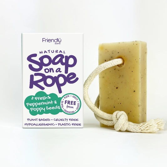 Peppermint & Poppy Seeds Natural Soap On A Rope Bar