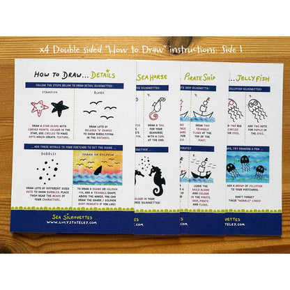 How To Draw... Sea Silhouettes, Activity Postcard Pack