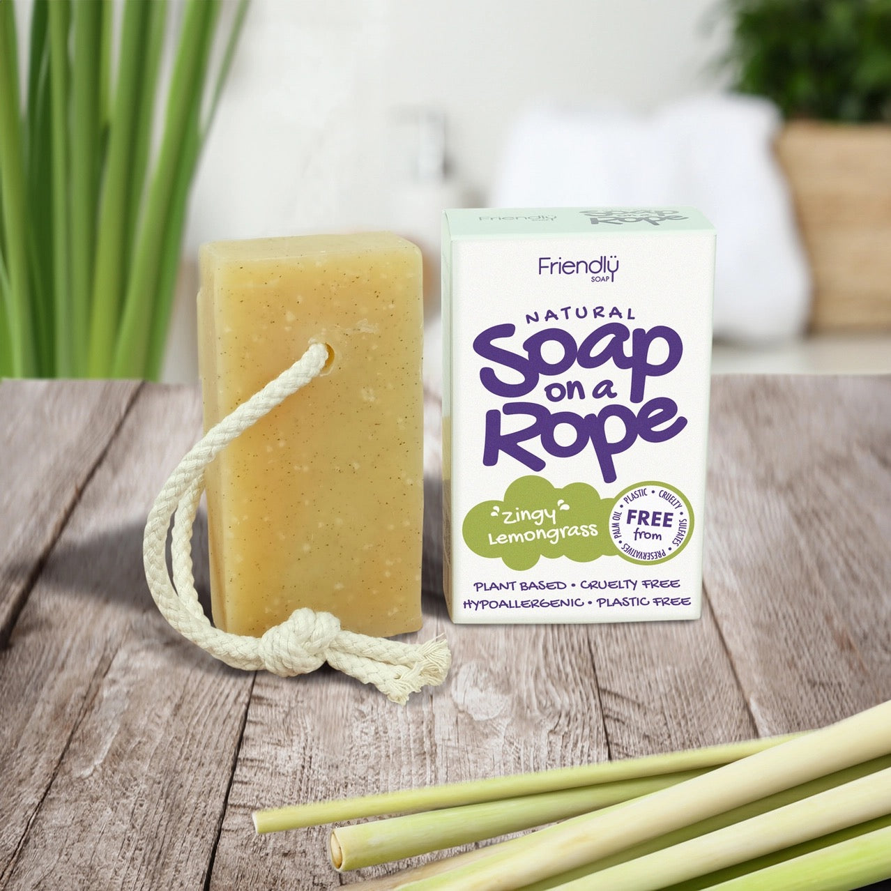 Lemongrass Natural Soap On A Rope Bar