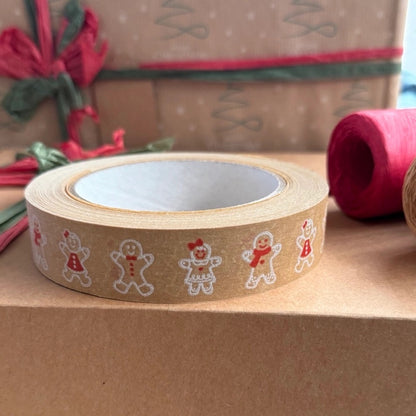 Red & White Festive Biodegradable Paper Tape 24mm X 50m