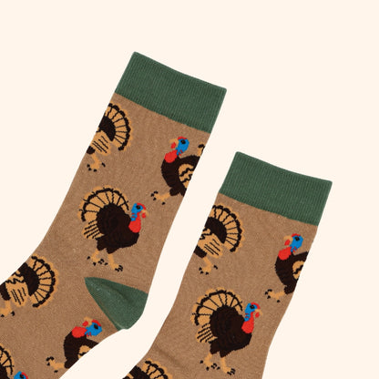 Turkey Socks | Bamboo Socks | Brown Socks | Bird Socks