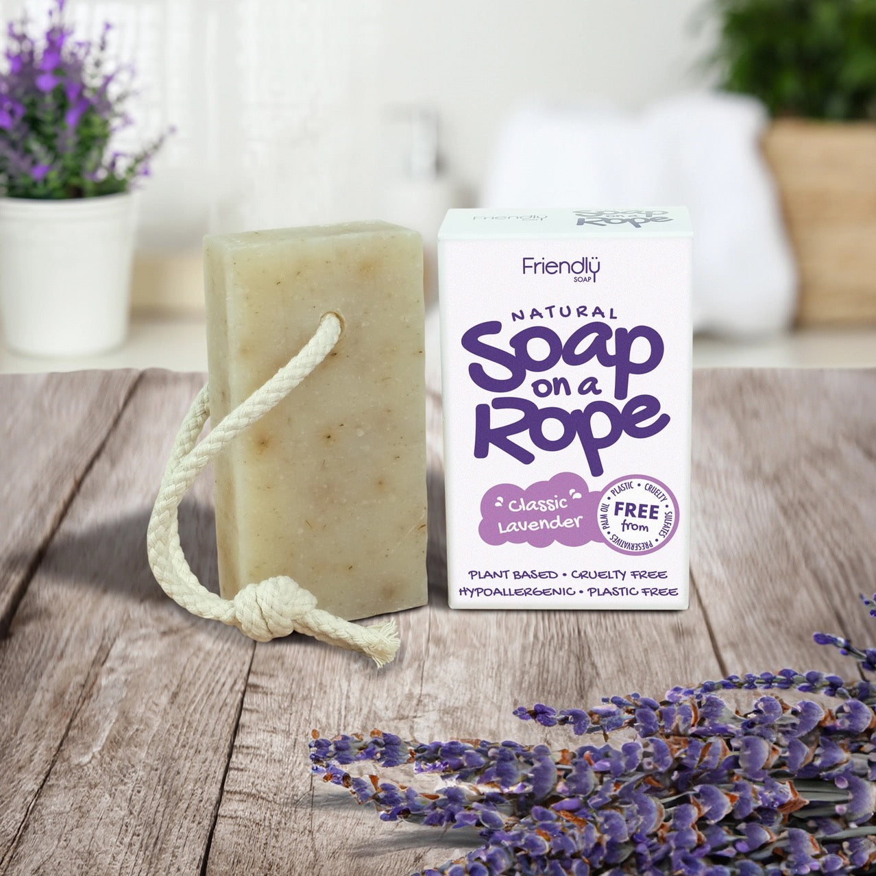 Lavender Natural Soap On A Rope Bar