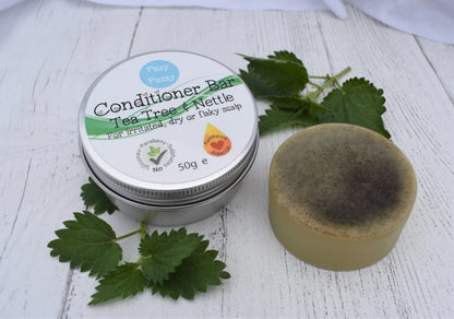 Handmade Tea Tree & Nettle Solid Conditioner Bar Tin Dry Flaky Scalp