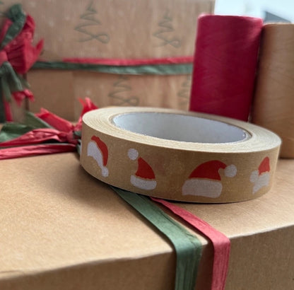 Red & White Festive Biodegradable Paper Tape 24mm X 50m