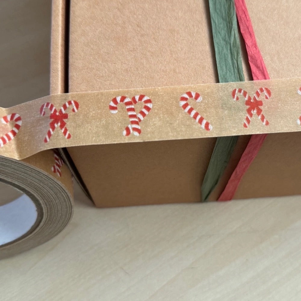 Red & White Festive Biodegradable Paper Tape 24mm X 50m