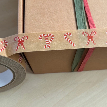 Red & White Festive Biodegradable Paper Tape 24mm X 50m