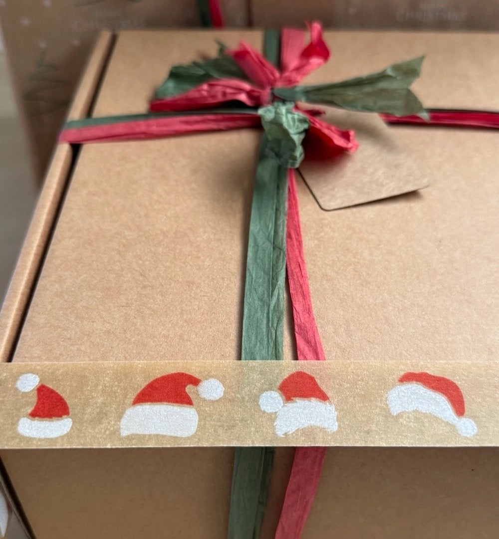 Red & White Festive Biodegradable Paper Tape 24mm X 50m