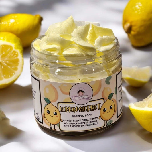 Lemon Sherbet Shea Butter Infused Whipped Soap.