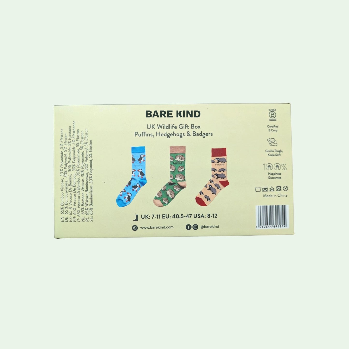 UK Wildlife Bamboo Socks Gift Box | 3 Pairs
