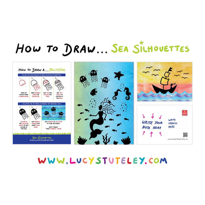 How To Draw... Sea Silhouettes, Activity Postcard Pack