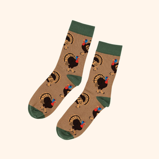 Turkey Socks | Bamboo Socks | Brown Socks | Bird Socks