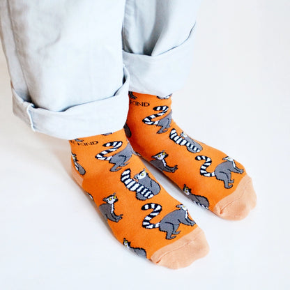 Lemur Socks | Bamboo Socks | Orange Socks | Funky Socks