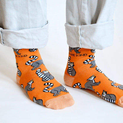 Lemur Socks | Bamboo Socks | Orange Socks | Funky Socks
