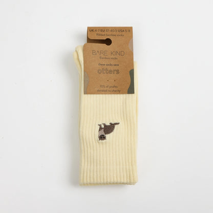 Otter Socks | Ribbed Bamboo Socks | Yellow Socks