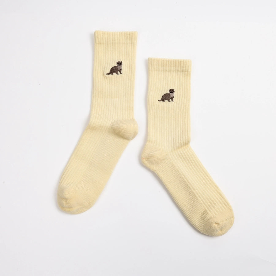 Otter Socks | Ribbed Bamboo Socks | Yellow Socks