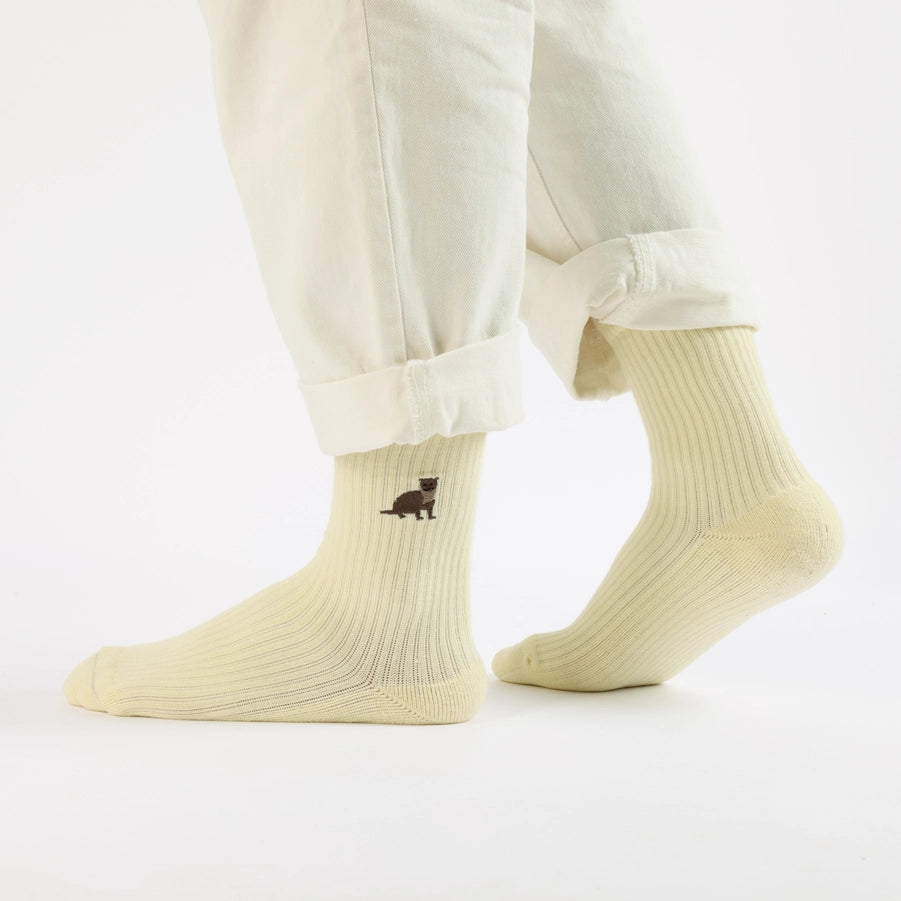 Otter Socks | Ribbed Bamboo Socks | Yellow Socks