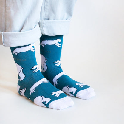Polar Bear Socks | Bamboo Socks | Light Blue Socks